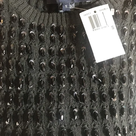 French Connection Sequin Beaded Black sweater NWT PRICE FIRM! - Picture 6 of 8